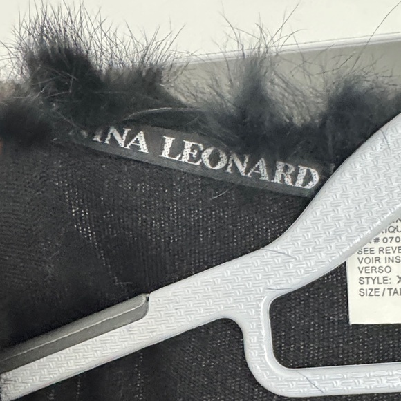 Nina Leonard Black Feather-Trimmed Wrap - Picture 2 of 8